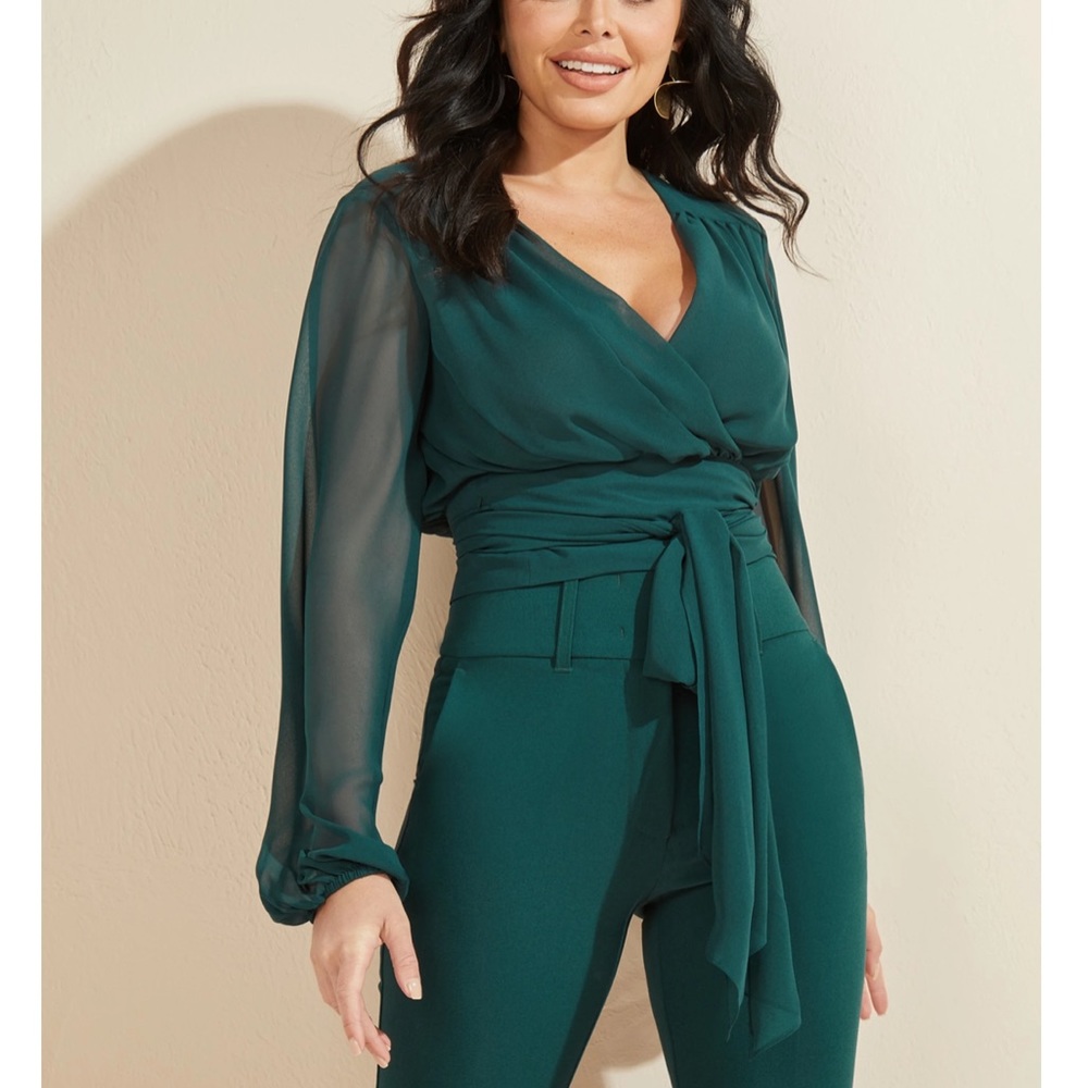 Marciano Teal Wrap Blouse